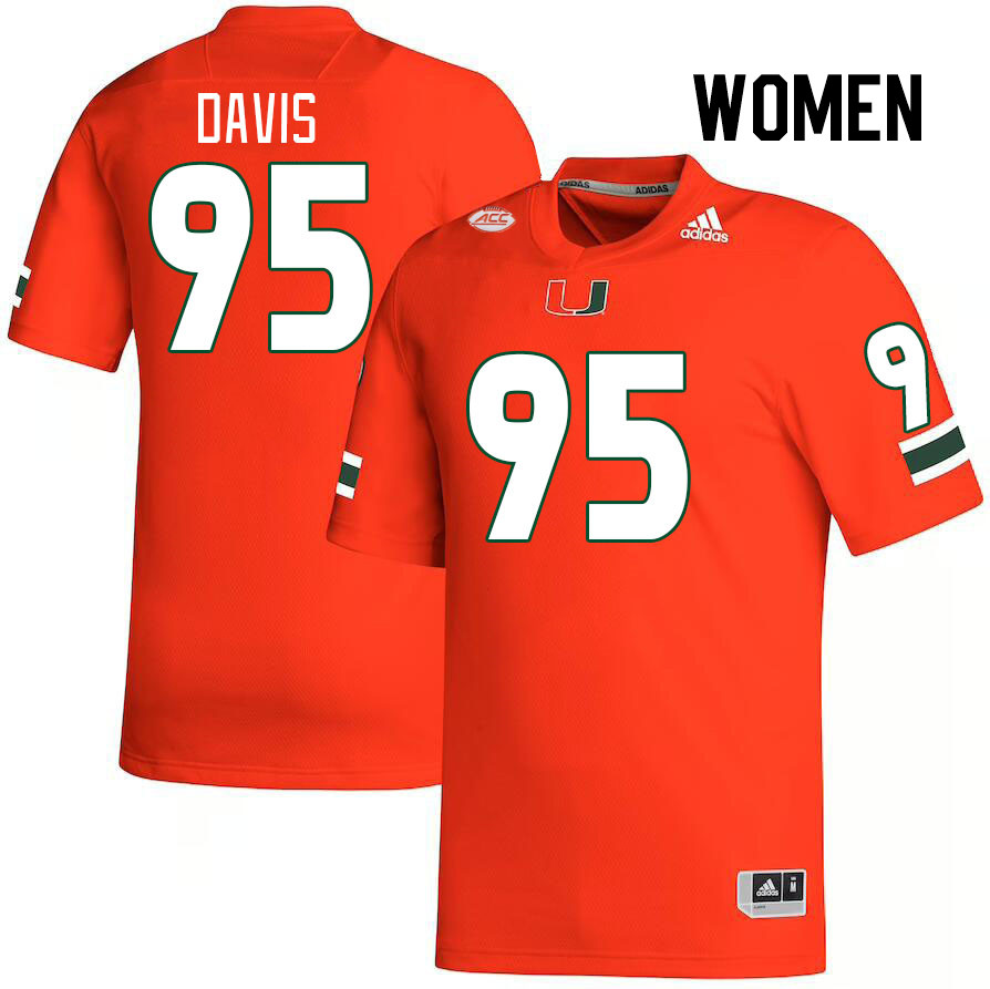 Women #95 Thomas Davis Miami Hurricanes College Football Jerseys Stitched-Orange